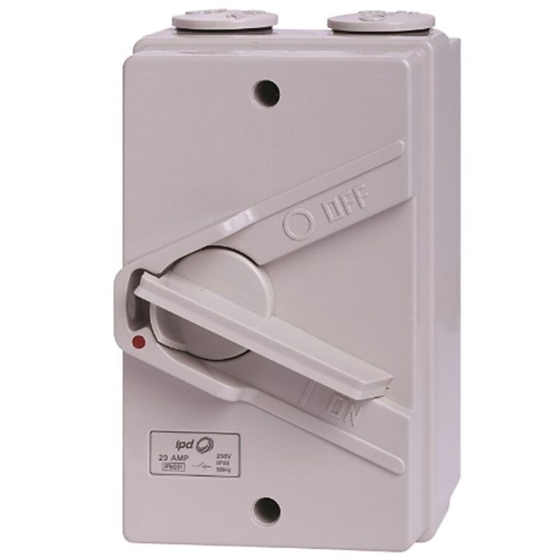 IPD Weatherproof 35A 2P Mid Size IP66 Grey Padlockable 4 M25 | Go ...