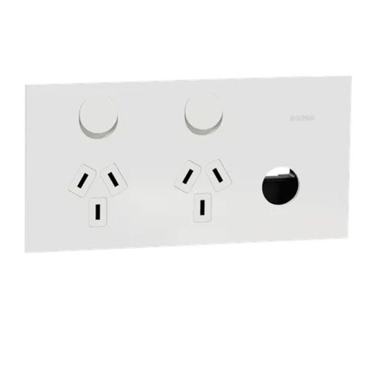 Clipsal Twin Switched Socket 2G 10A 230-240V White Ceramic Flush Mount ...