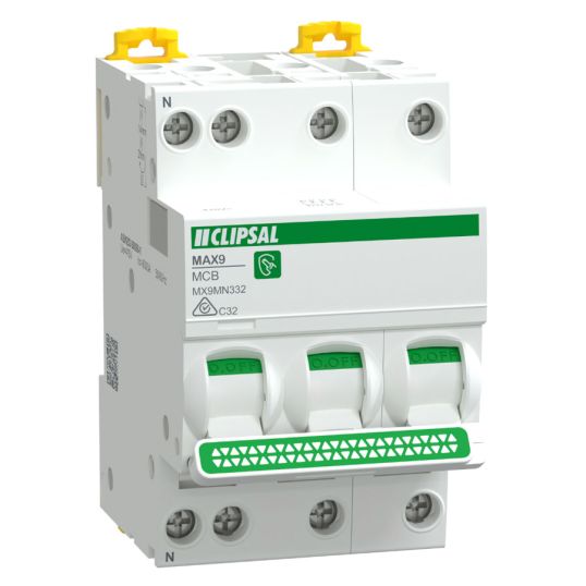 Clipsal Miniature Circuit Breaker C Curve 3P + N 60kA 415V 32A 1 and 3 ...