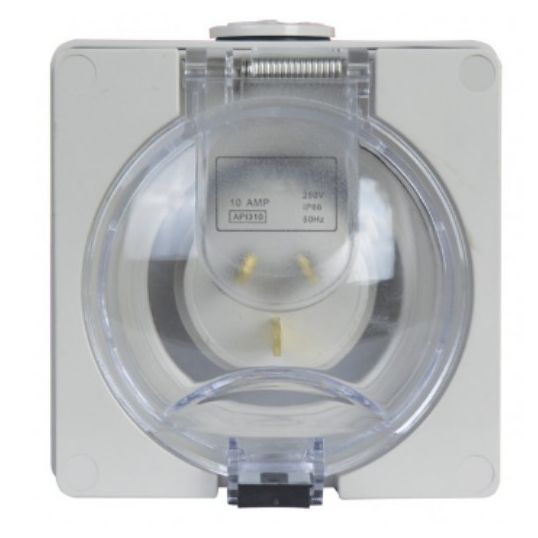 GSME Appliance Inlet 10A 250V 3 Pin Flat Grey Polycarbonate IP66 | Go ...