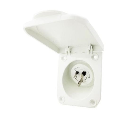 Tesla Service Socket Tesla Caravan Inlet Socket 240Volt 15Amp 3 Flat Pins White | Go Electrical