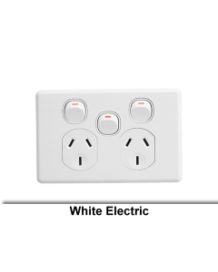 Clipsal GPO Standard 2G w/ Extra Switch 10A 250V White